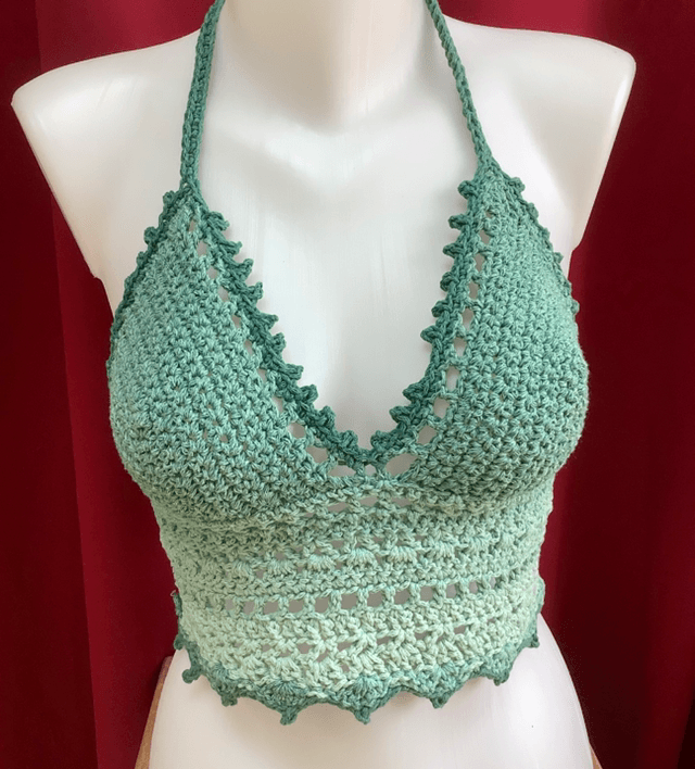 Top bohème vert