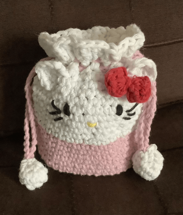 Bourse "Chat rose et blanc"