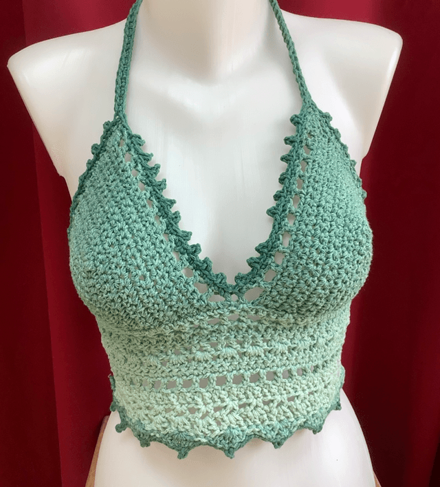 Top bohème vert